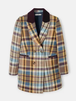 Silbon Abrigos Y Exterior-Abrigo cruzado cuadros es Marron