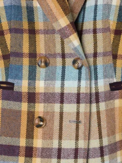 Silbon Abrigos Y Exterior-Abrigo cruzado cuadros es Marron