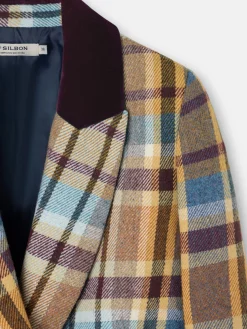 Silbon Abrigos Y Exterior-Abrigo cruzado cuadros es Marron