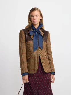 Silbon Americanas-Americana combinada piel cuadros es Marron