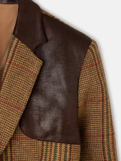 Silbon Americanas-Americana combinada piel cuadros es Marron