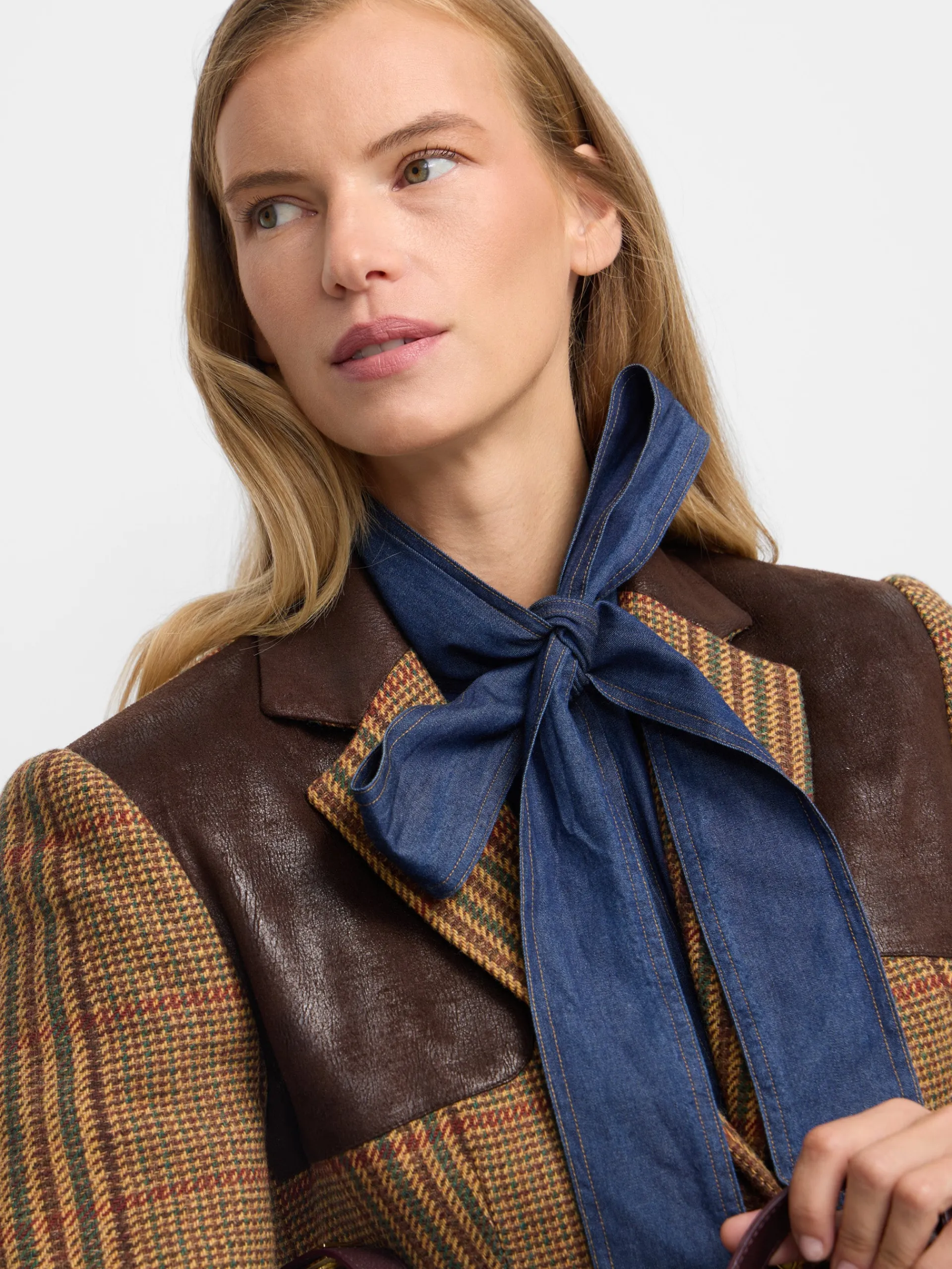 Silbon Americanas-Americana combinada piel cuadros es Marron