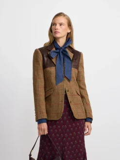 Silbon Americanas-Americana combinada piel cuadros es Marron