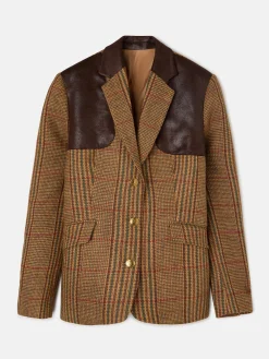 Silbon Americanas-Americana combinada piel cuadros es Marron