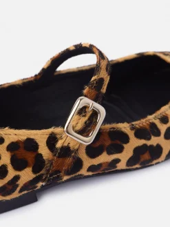 Silbon Calzado-Bailarina piel animal print Marron