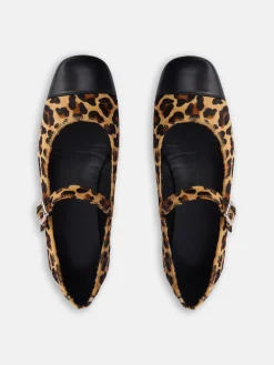 Silbon Calzado-Bailarina piel animal print Marron