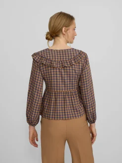 Silbon Camisas Y Blusas-Blusa cuello bobo vichy Azul