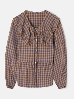 Silbon Camisas Y Blusas-Blusa cuello bobo vichy Azul