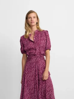 Silbon Camisas Y Blusas-Blusa manga corta estampado lurex Morados