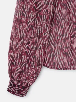 Silbon Camisas Y Blusas-Blusa volante estampado animal print Burdeos