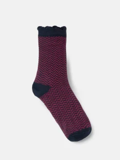 Silbon Calcetines-Calcetin largo espiga bicolor marino y Rosa