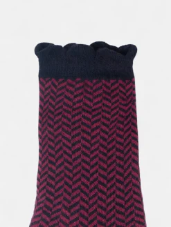Silbon Calcetines-Calcetin largo espiga bicolor marino y Rosa