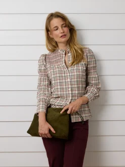 Silbon Camisas Y Blusas-Camisa fruncidos cuadros granate y azul Marron
