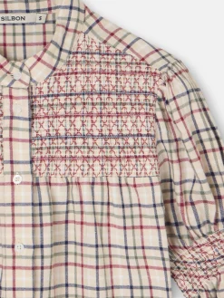 Silbon Camisas Y Blusas-Camisa fruncidos cuadros granate y azul Marron