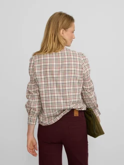 Silbon Camisas Y Blusas-Camisa fruncidos cuadros granate y azul Marron