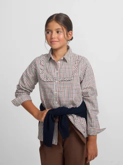 Silbon Camisas Y Blusas-Camisa girl volante cuadros azul y rojo Azul&nbsp;y&nbsp;rojo