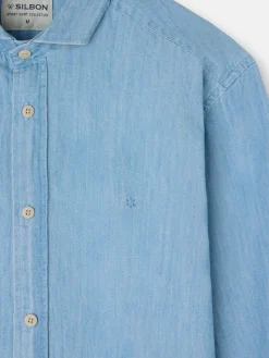 Silbon Smart Casual·Camisas Sport-Camisa sport denim cutaway azul claro Azul&nbsp;claro