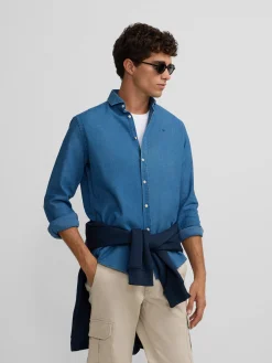 Silbon Smart Casual·Camisas Sport-Camisa sport estructura denim azul medio Azul medio