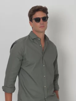 Silbon Smart Casual·Camisas Sport-Camisa sport miniestructura verde oscuro Verde oscuro
