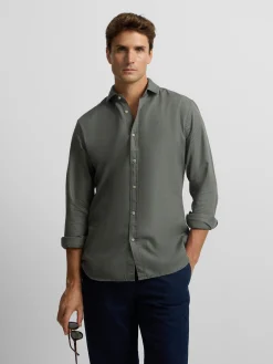 Silbon Smart Casual·Camisas Sport-Camisa sport miniestructura verde oscuro Verde oscuro