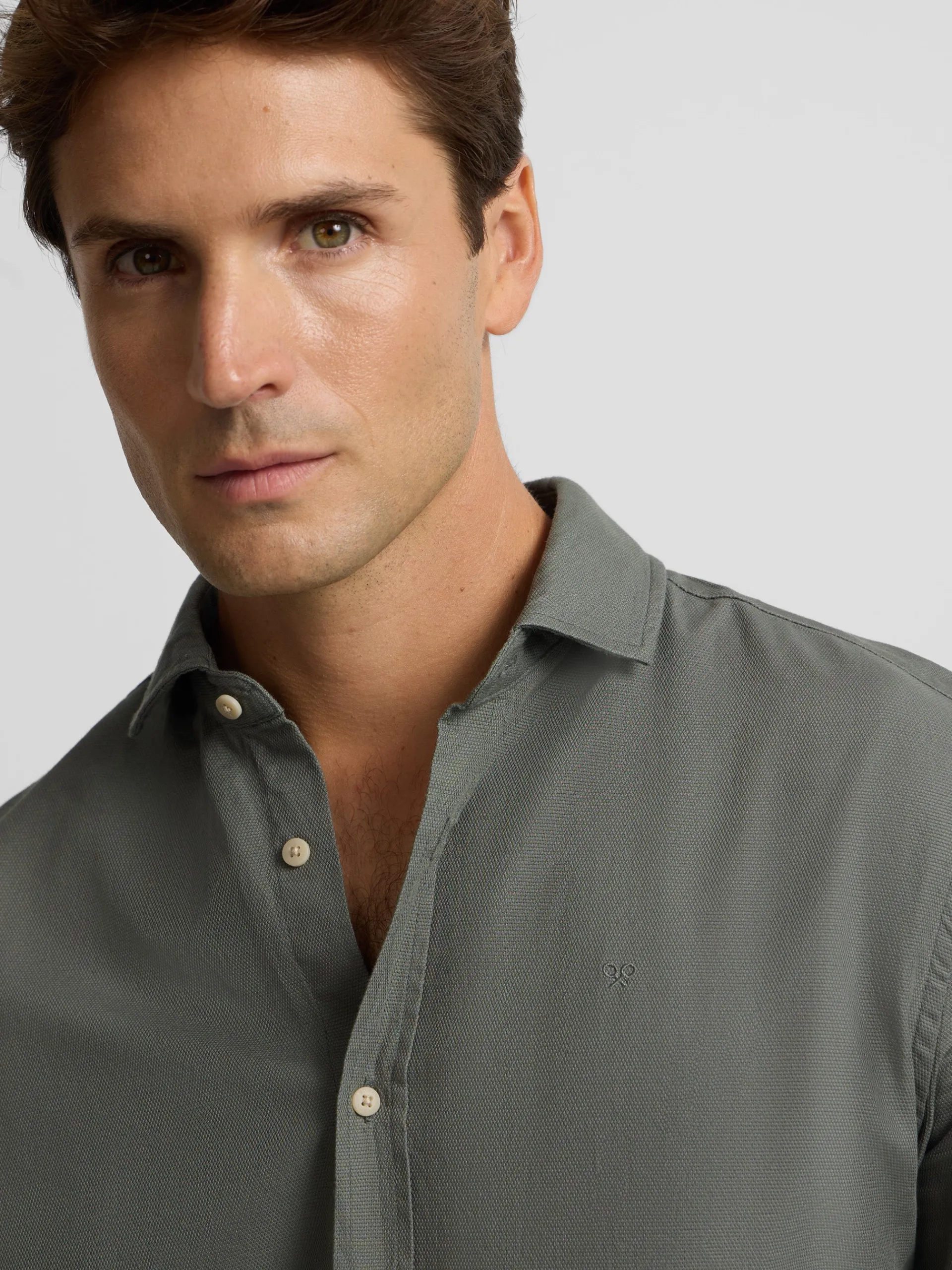 Silbon Smart Casual·Camisas Sport-Camisa sport miniestructura verde oscuro Verde oscuro