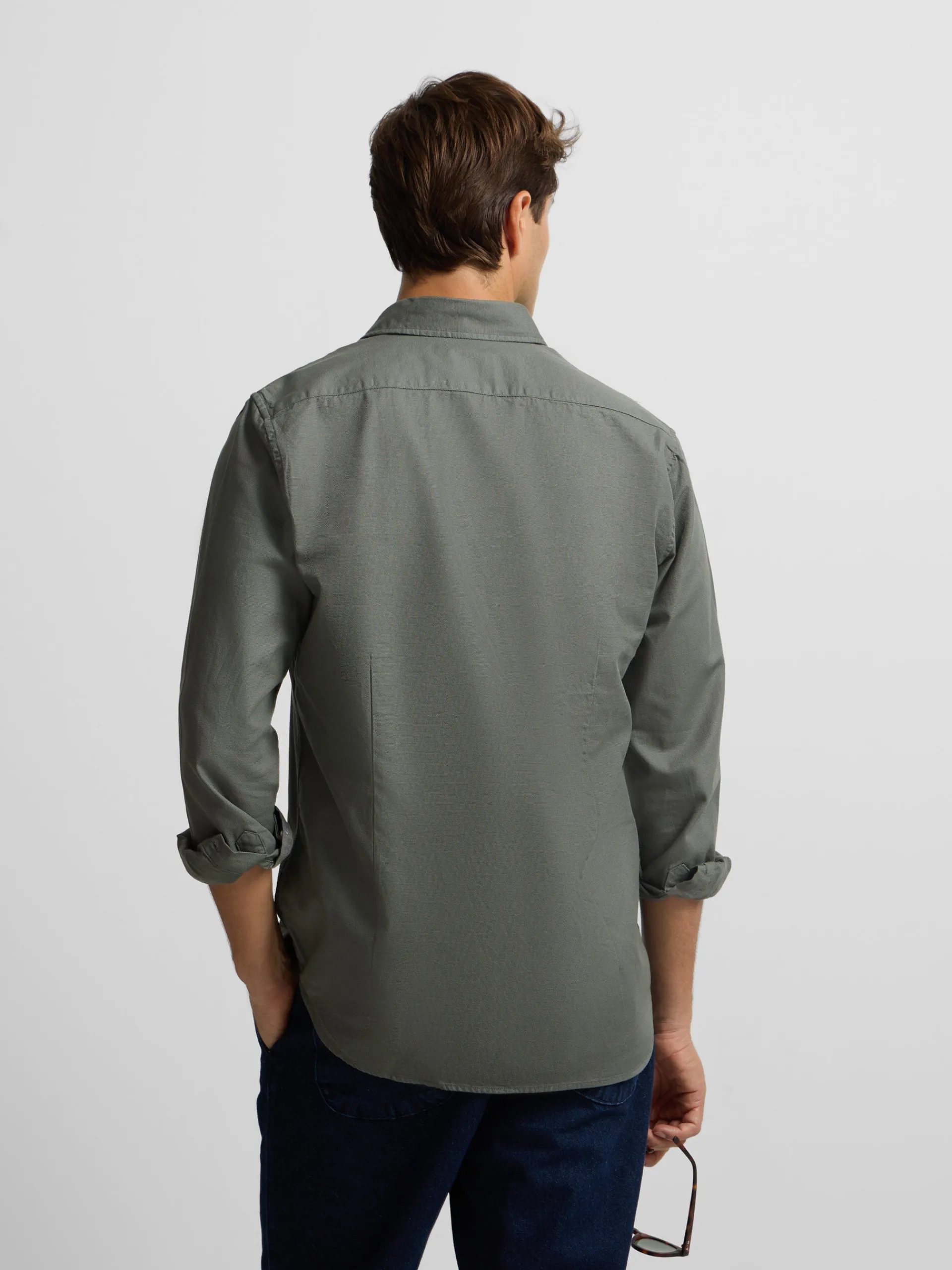 Silbon Smart Casual·Camisas Sport-Camisa sport miniestructura verde oscuro Verde oscuro