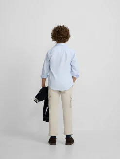 Silbon Camisas Y Poleras-Camisa sport oxford kids celeste raya fina blanca Blanco
