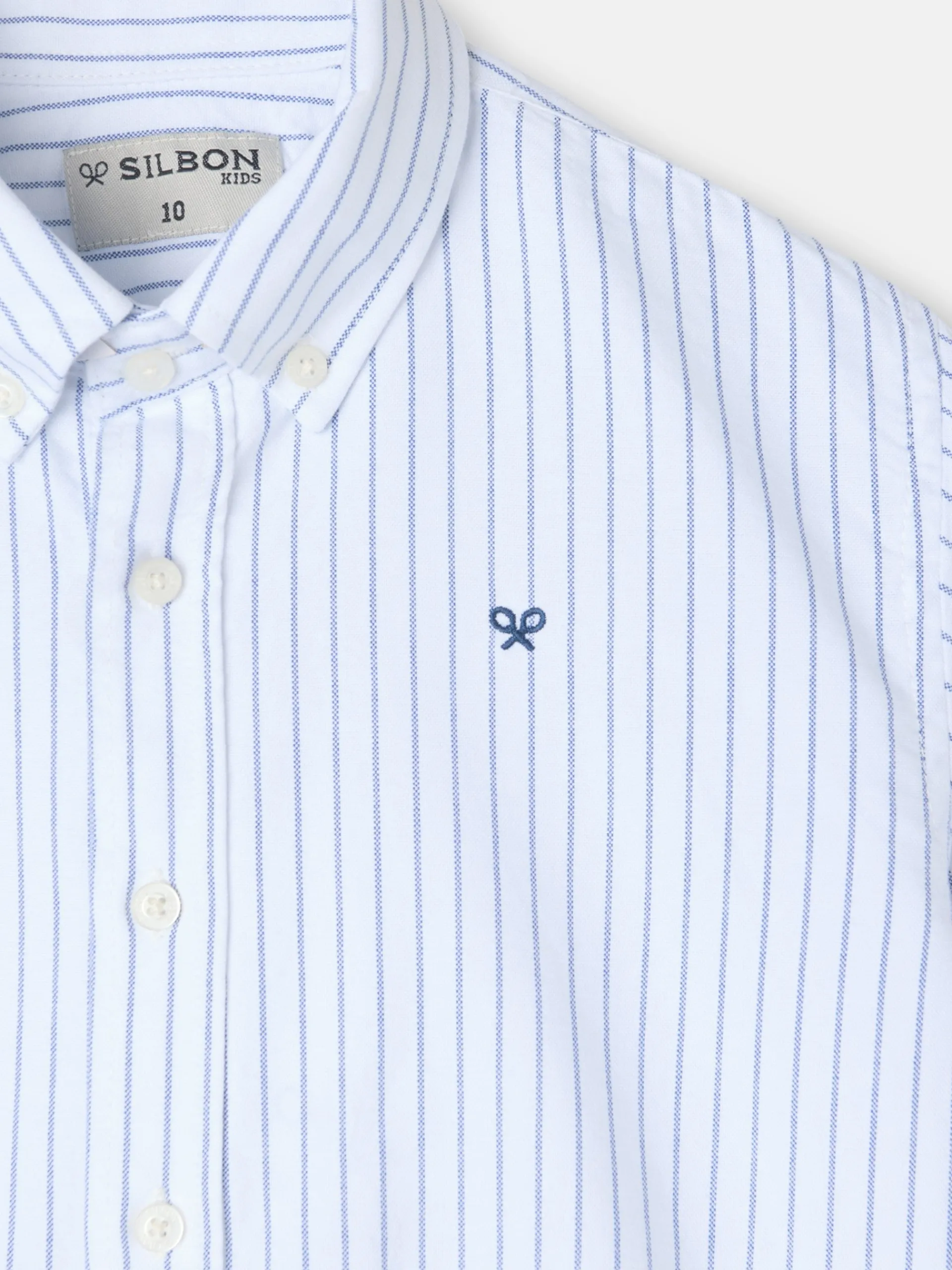 Silbon Camisas Y Poleras-Camisa sport oxford kids blanca raya fina Navy