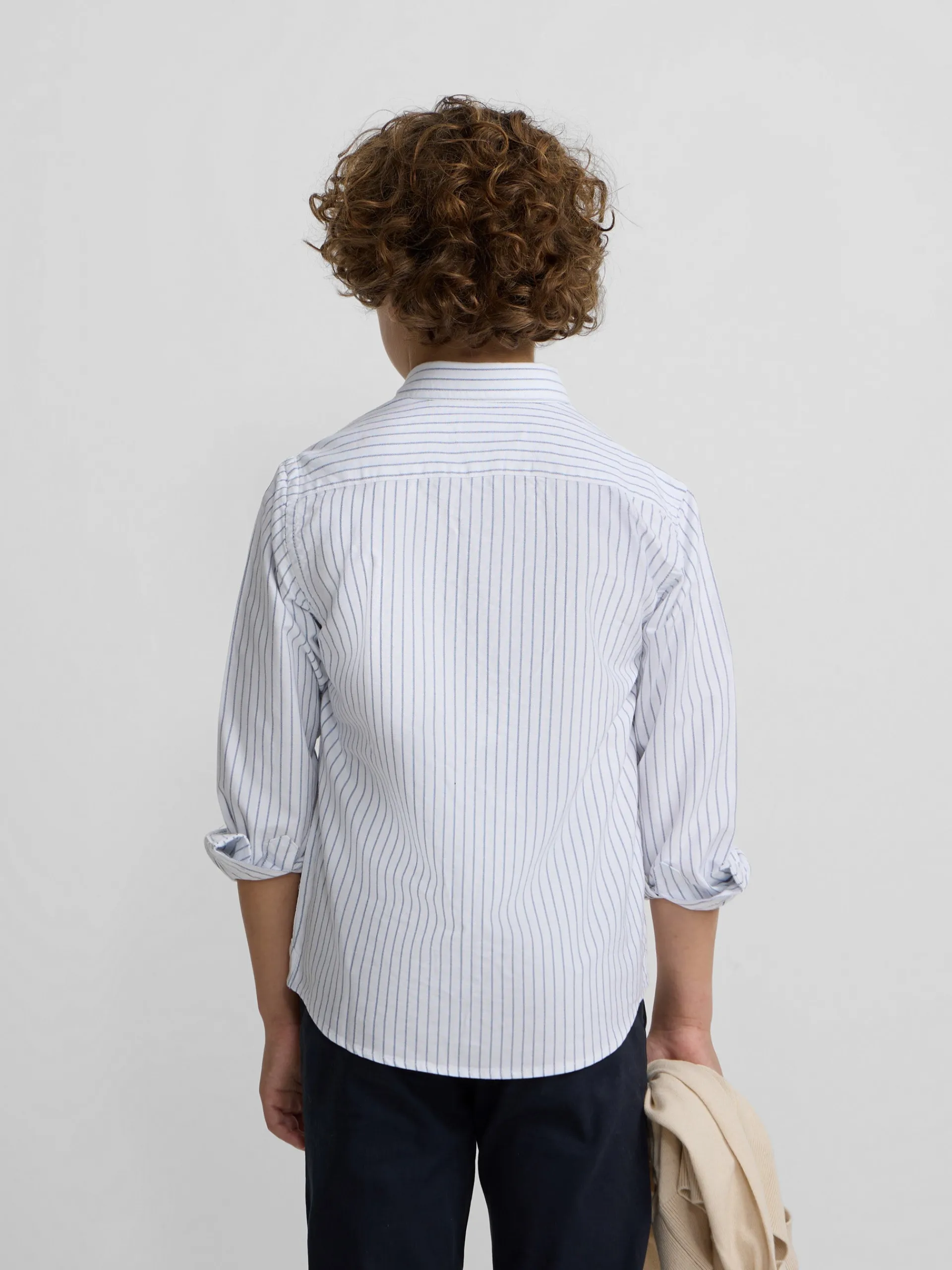 Silbon Camisas Y Poleras-Camisa sport oxford kids blanca raya fina Navy