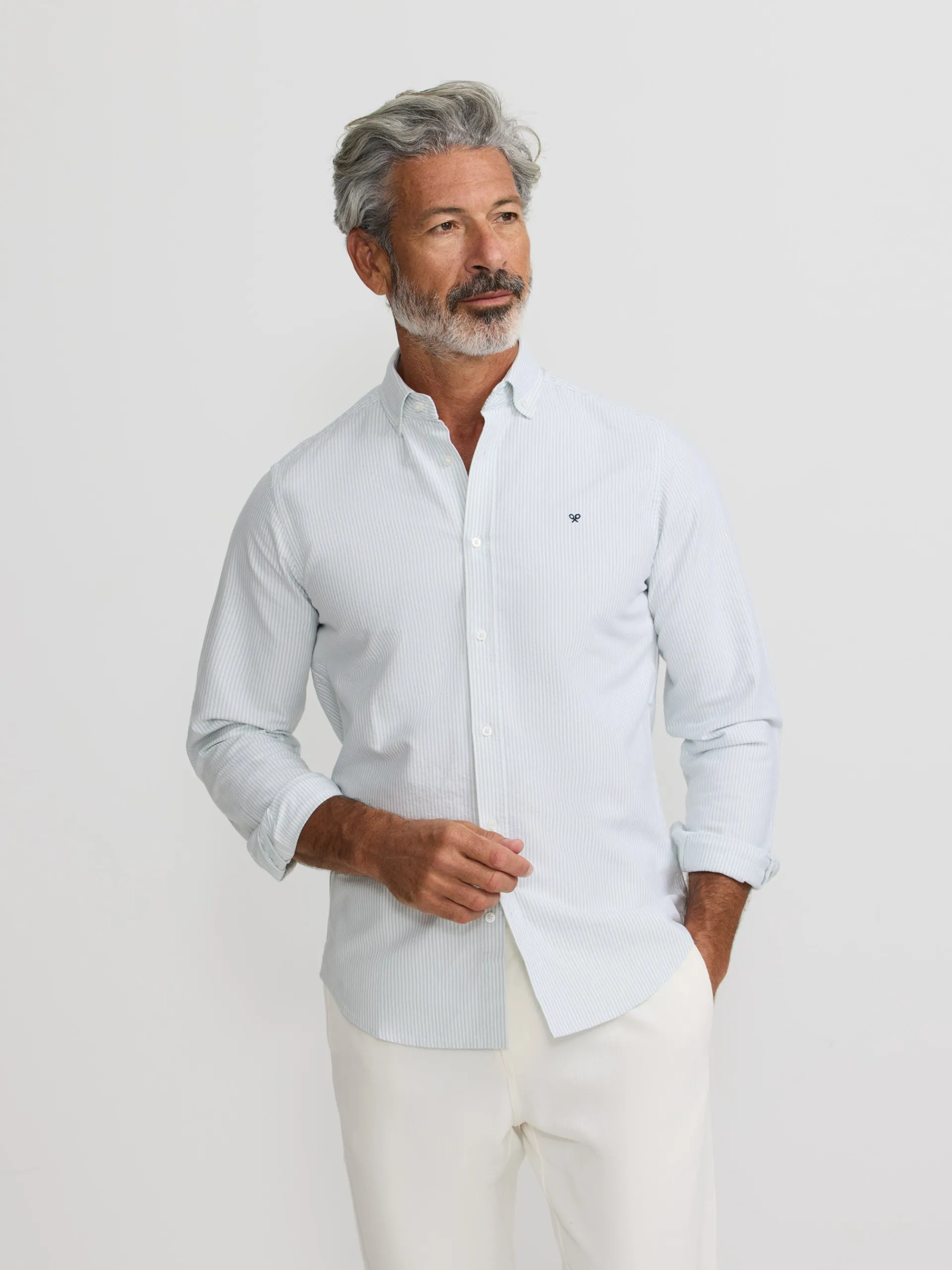 Silbon Smart Casual·Camisas Sport-Camisa sport oxford raqueta rayas Verde