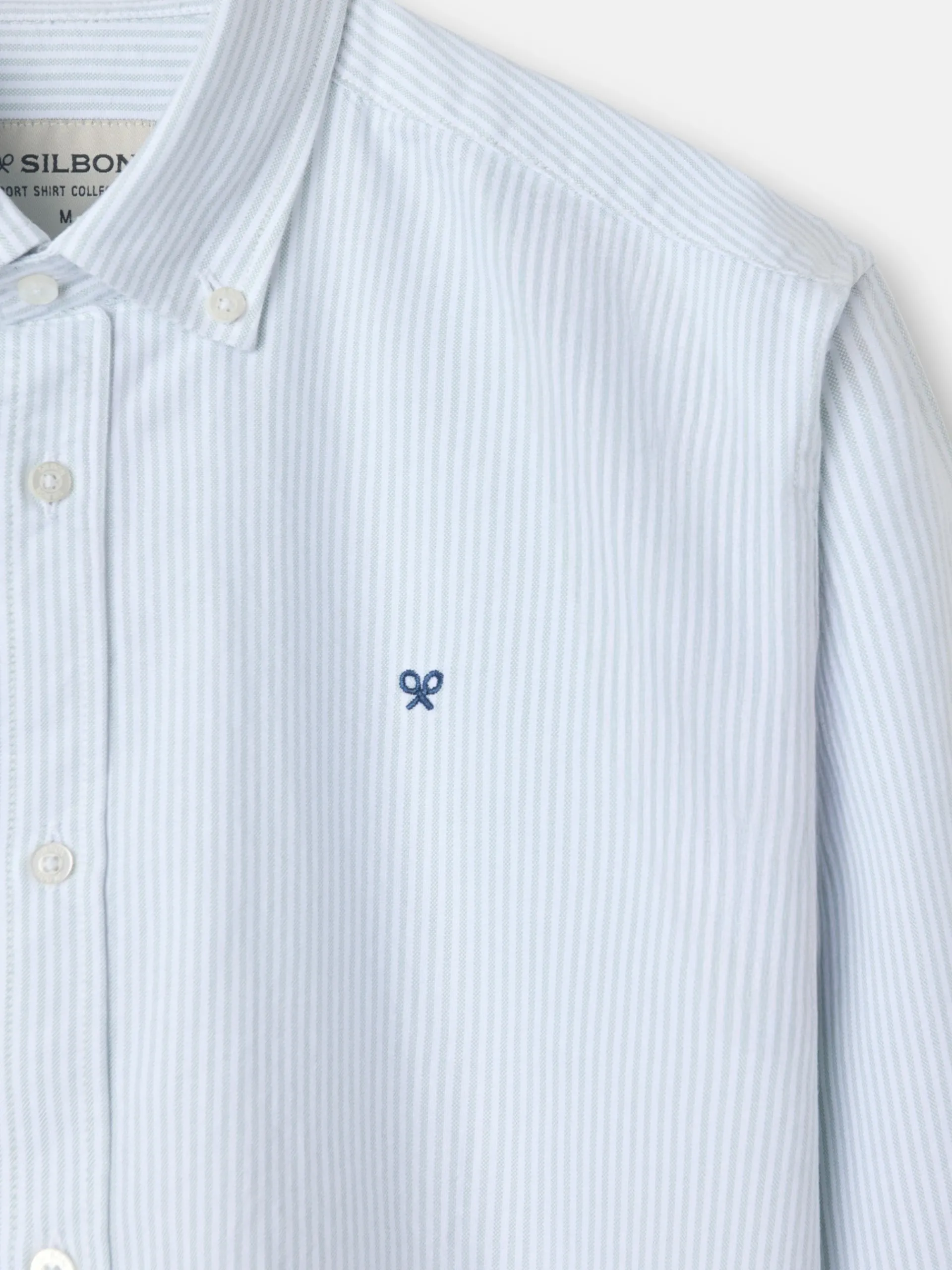 Silbon Smart Casual·Camisas Sport-Camisa sport oxford raqueta rayas Verde