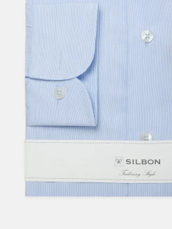 Silbon Formal Y Etiqueta·Camisas De Vestir-Camisa vestir mini rayas puño simple Celeste