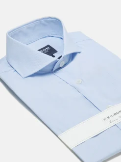 Silbon Formal Y Etiqueta·Camisas De Vestir-Camisa vestir mini rayas puño simple Celeste