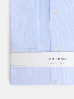 Silbon Formal Y Etiqueta·Camisas De Vestir-Camisa vestir mini rayas puño doble Celeste