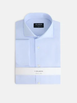 Silbon Formal Y Etiqueta·Camisas De Vestir-Camisa vestir mini rayas puño doble Celeste