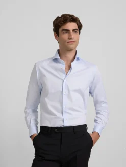 Silbon Formal Y Etiqueta·Camisas De Vestir-Camisa vestir mini rayas puño doble Celeste