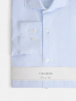 Silbon Formal Y Etiqueta·Camisas De Vestir-Camisa vestir raya media Celeste