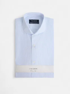Silbon Formal Y Etiqueta·Camisas De Vestir-Camisa vestir raya media Celeste