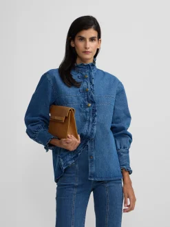Silbon Camisas Y Blusas-Camisa volantes solapa Denim