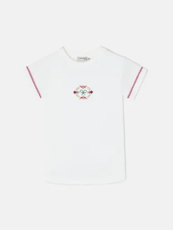 Silbon Camisetas Y Polos-Camiseta girl raqueta etnica multicolor blanca Blanco
