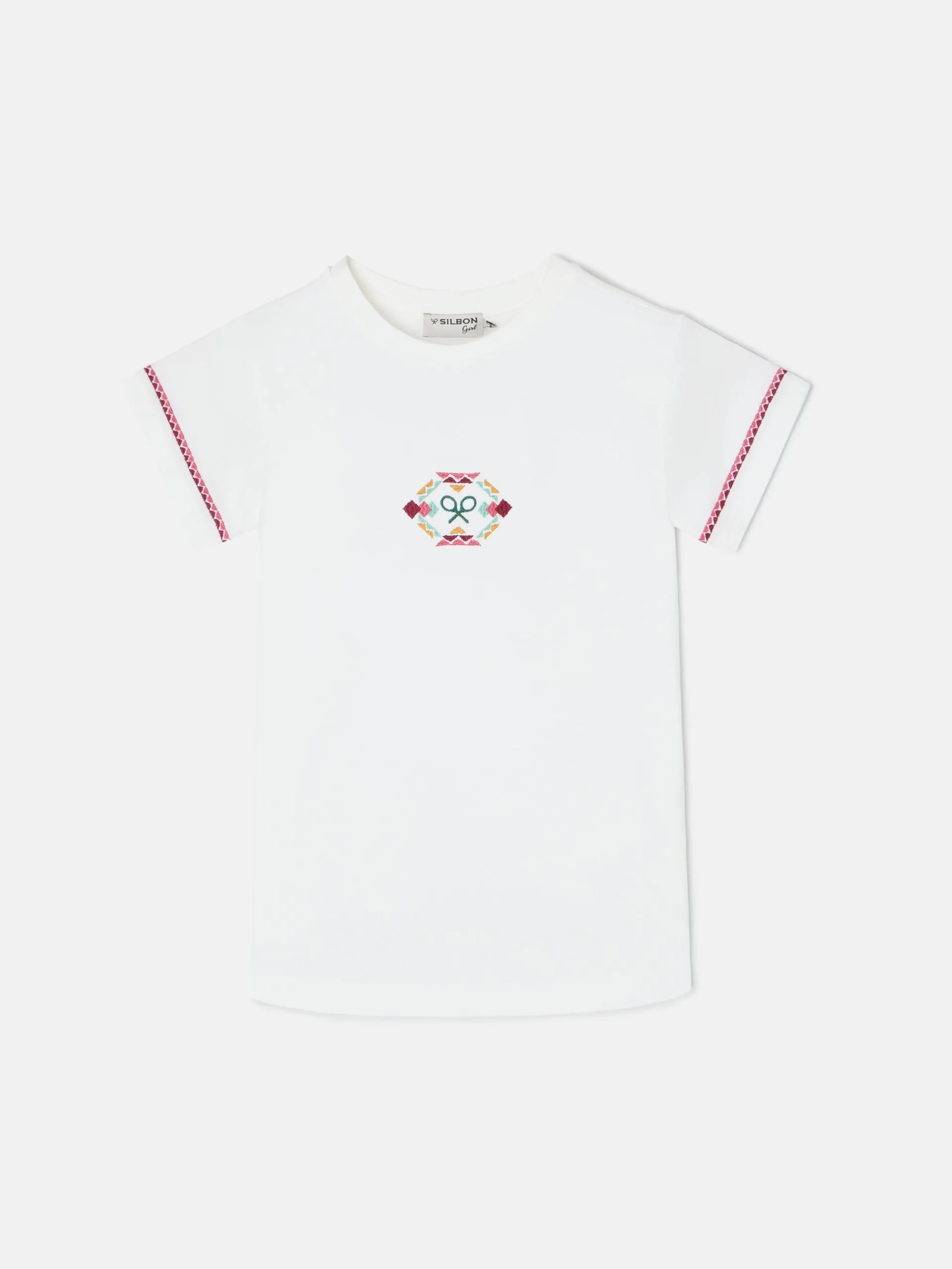 Silbon Camisetas Y Polos-Camiseta girl raqueta etnica multicolor blanca Blanco
