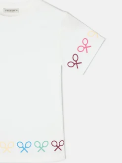 Silbon Camisetas Y Polos-Camiseta girl raquetas multicolor blanca Blanco