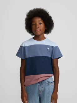 Silbon Camisetas-Camiseta kids franjas colores Azul