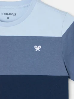Silbon Camisetas-Camiseta kids franjas colores Azul