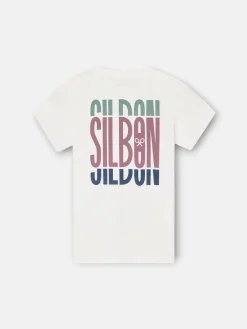 Silbon Camisetas-Camiseta kids letras tricolor blanca Blanco
