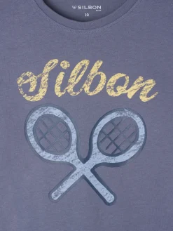 Silbon Camisetas-Camiseta kids logo raqueta Azul