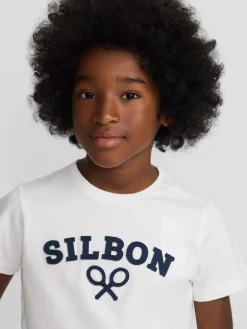 Silbon Camisetas|Chándal-Camiseta kids raqueta media blanca Blanco
