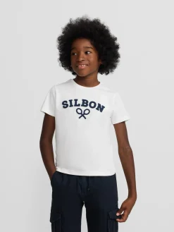 Silbon Camisetas|Chándal-Camiseta kids raqueta media blanca Blanco