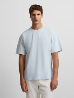 Silbon Smart Casual·Camisetas-Camiseta lisa miniparche azul claro Azul claro