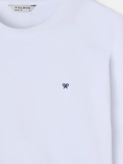 Silbon Smart Casual·Camisetas-Camiseta manga larga minilogo blanca Blanco